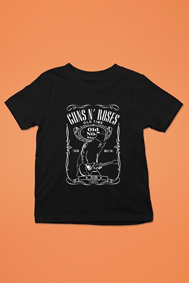 Unisex Loose Fit Slash Printed Black T-Shirt