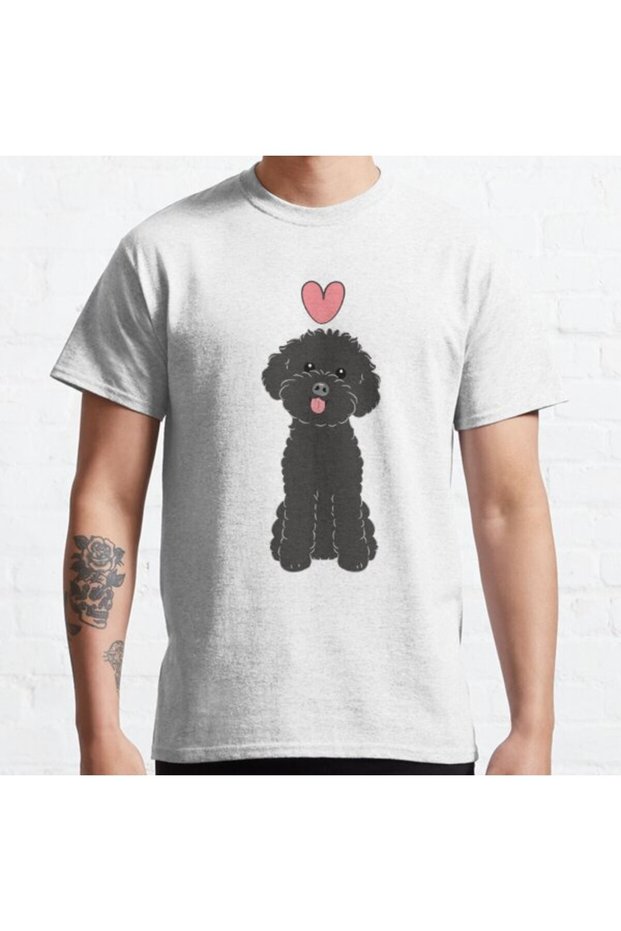 Loose Fit Unisex Love Black Toy Poodle Design Printed T-shirt