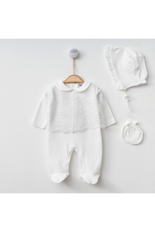 Baby Girl Newborn Cotton Hospital Discharge Daisy Tulle Romper Hat Glove Mevlüt and Special Occasion Set