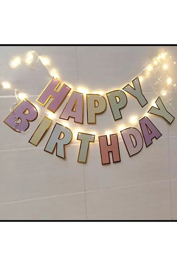 Led Makaron Happy Birthday Writing Banner