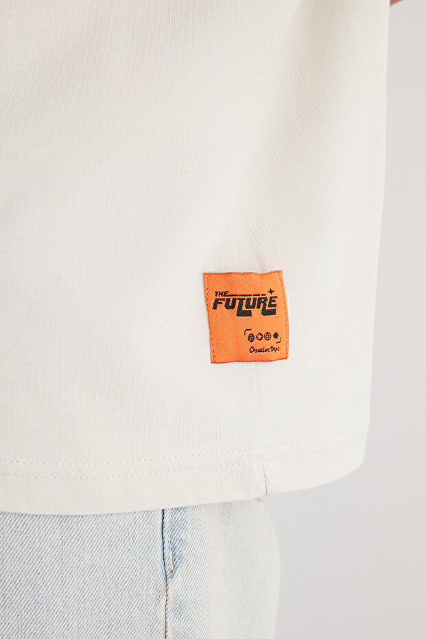 Taş Oversize/Geniş Kesim Kabarık Yazı Baskılı Etiketli Sıfır Kol T-Shirt/Atlet TMNSS24AL00005 - 5