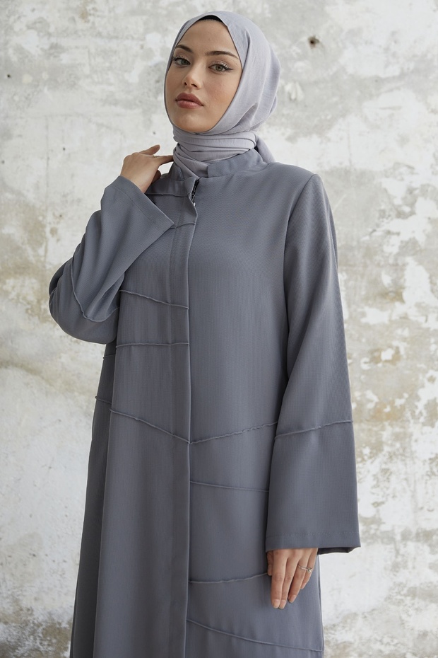 Ivory Piping Pattern Ferace - Gray - 2