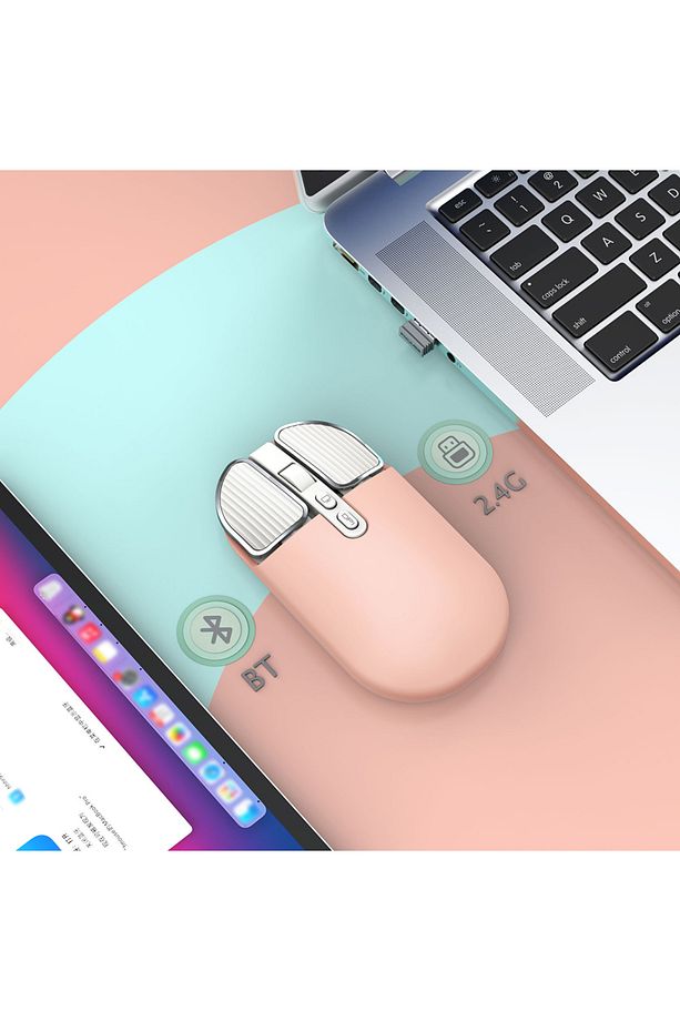 Sessiz Şarj Edilebilir Bluetooth 5.1 + 2.4G Kablosuz Optik Mause - 3