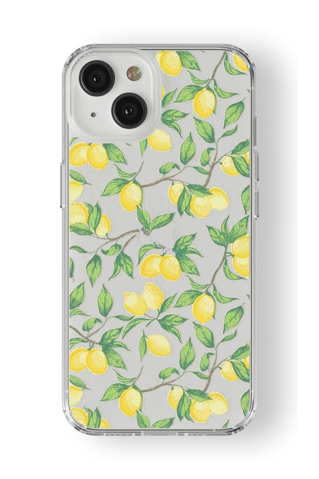 حافظة شفافة مطبوعة بتصميم ليموني متوافقة مع هاتف iPhone 15 Plus