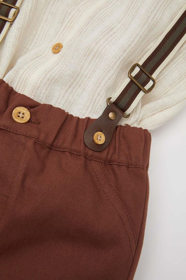 Erkek Bebek 4'lü Takım Çizgili Poplin Gömlek Şort Papyon Pantolon Askısı B8082a524sm - 4