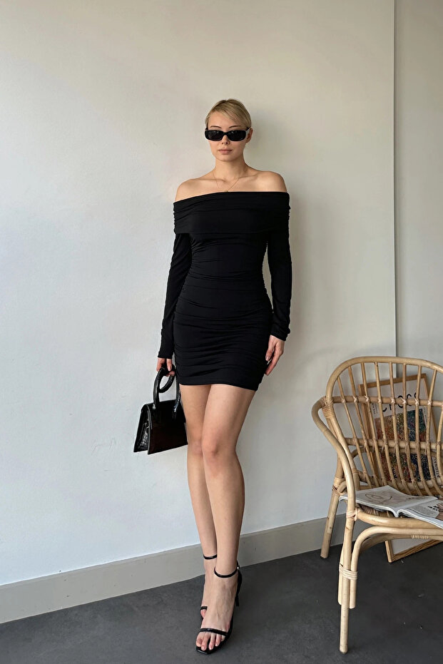Madonna Yaka Drapeli Elbise