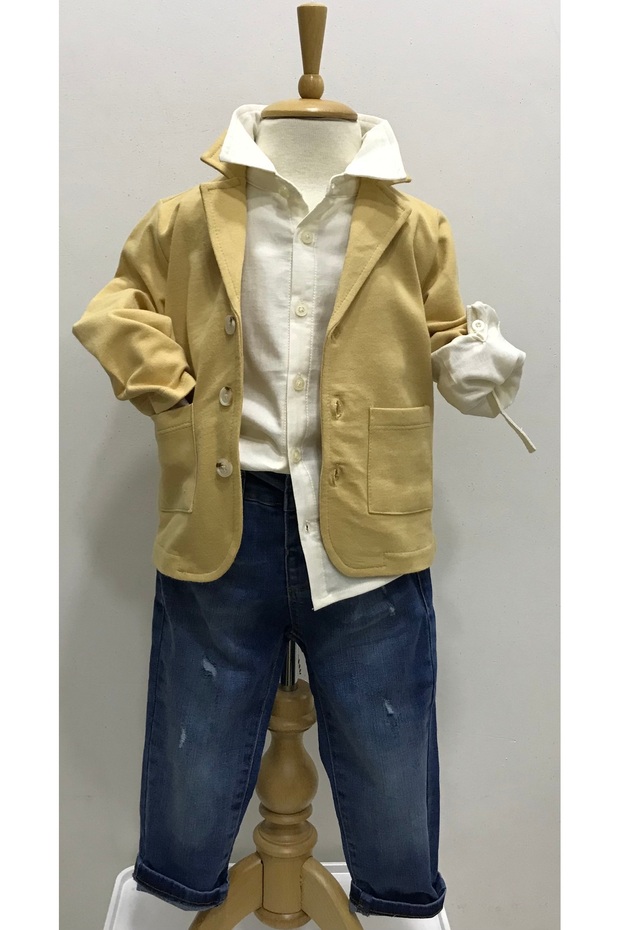 ERKEK BEBEK CAMEL CEPLİ ÖRME CEKET - 4