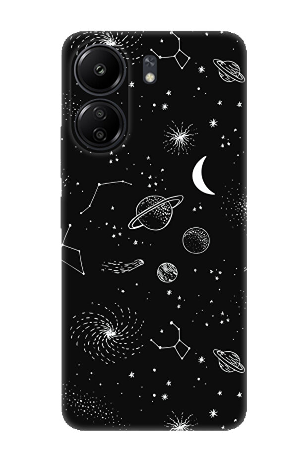 حافظة هاتف Redmi 13C الكواكب باللون الأسود - 1