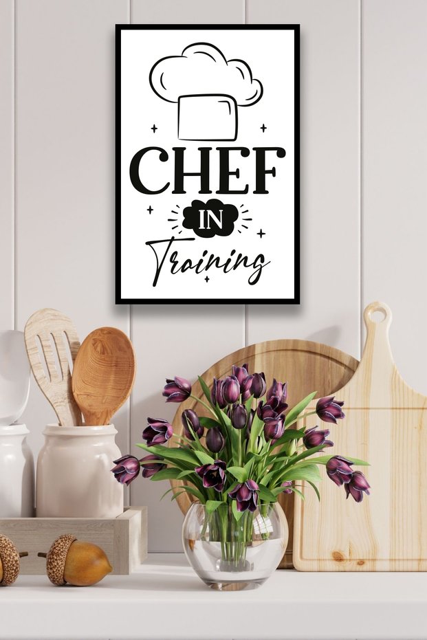 Kitchen Wall Decoration Ornament, Stylish Painting Board Model with Wooden Frame Look