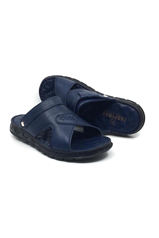 Taşpınar 303 100% Genuine Leather Orthopedic Men's Summer Comfortable Slippers Sandals 40-45