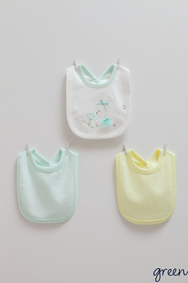 3-Piece Apron 100% Natural Cotton (White, Blue, Yellow Rabbit Themed)