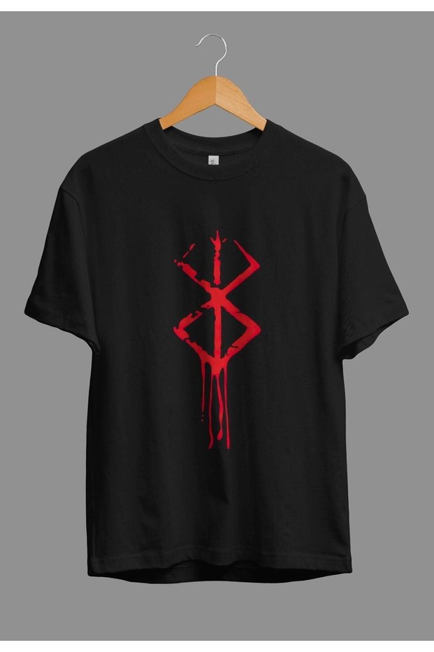Unisex Loose Fit Berserk Cursed Symbol Anime Printed Custom Design T-Shirt
