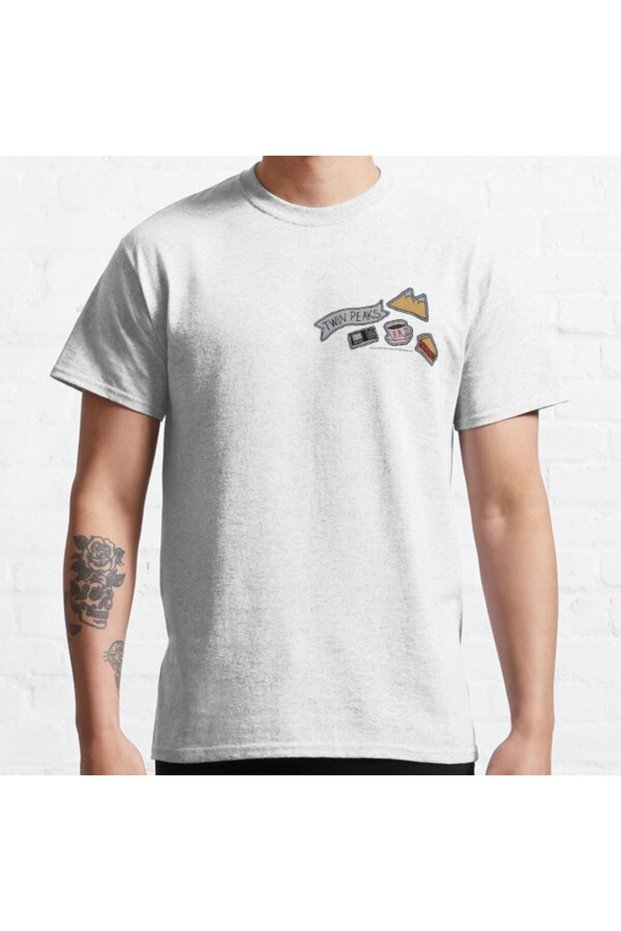 Loose Fit Unisex Twin Peaks Double R Diner Special Patches Pocket Logo Design Printed T-shirt