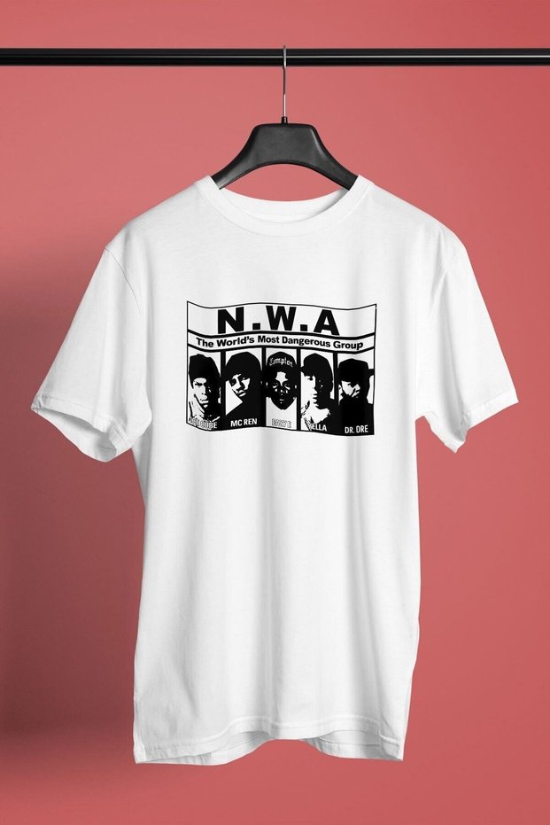 Unisex Loose Fit N.w.a Printed White T-Shirt