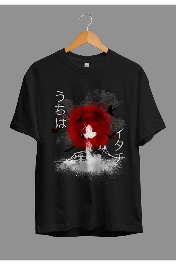 Loose Fit Unisex Uchiha Itachi Naruto Anime Character Design Printed T-Shirt