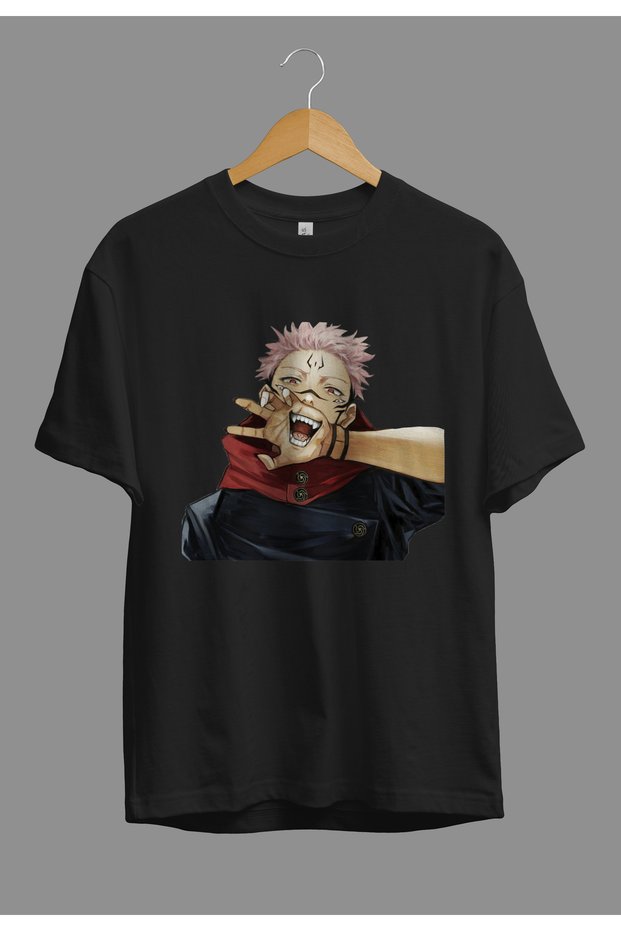 Loose Fit Unisex Jujutsu Kaisen Sukuna Ryomen Anime Character Printed Design T-Shirt