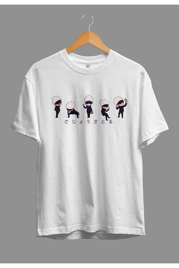 Loose Fit Jujutsu Kaisen Satoru Gojo Anime Character Printed Design T-Shirt