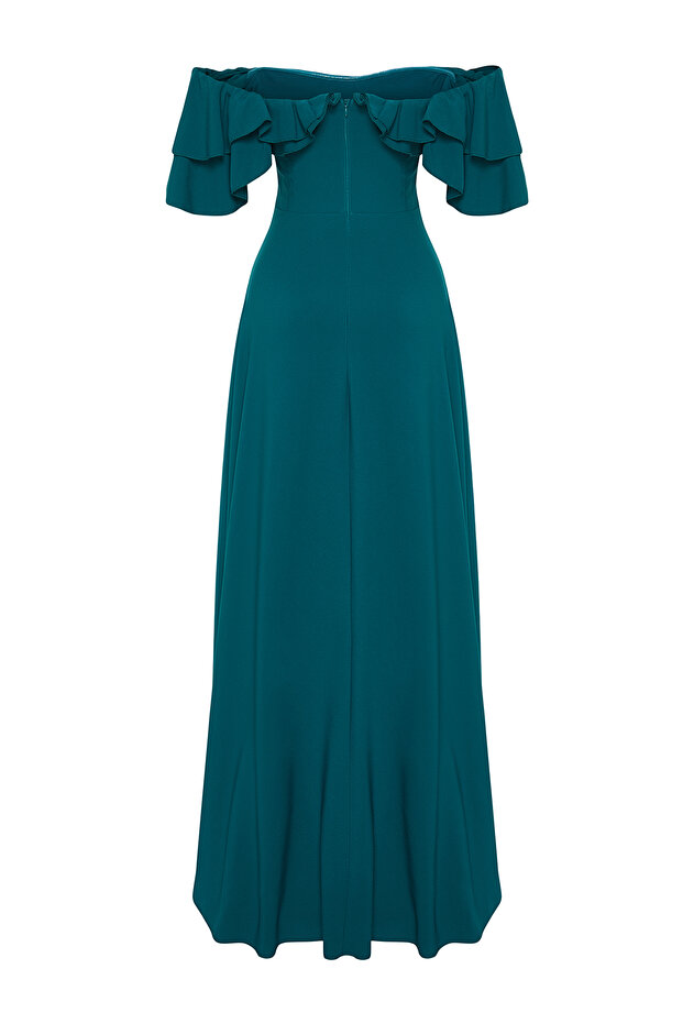 Smaragdově zelené dlouhé večerní šaty střihu do A - TPRSS24AE00054 - 8