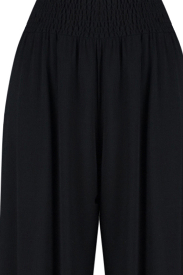 Siyah Dokuma Gipeli Maxi Plaj Yüksek Bel Pantolon TBESS24PL00008 - 8