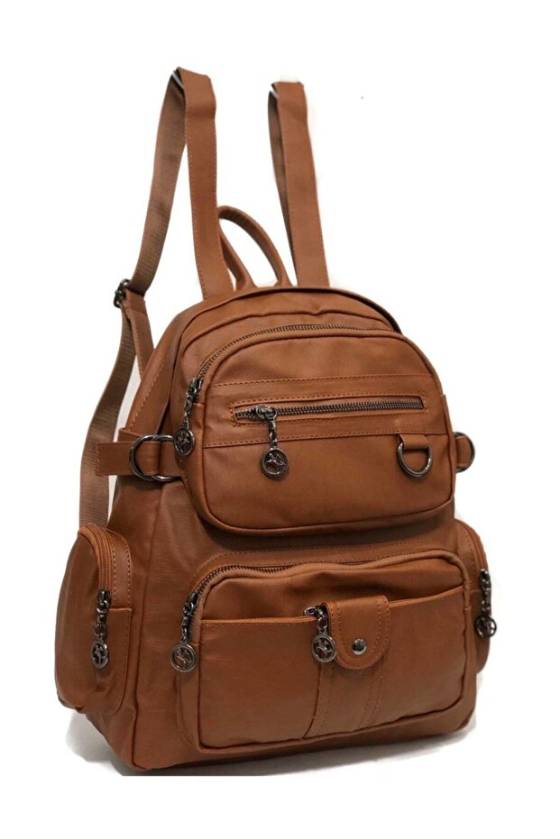 Bagson Women Multi-Eyed Backpack Wash Leather Stcc01114 37X30X17 cm