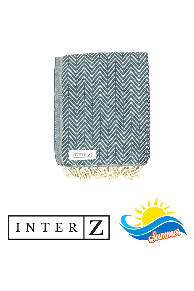 100% Cotton Beach Towel Xxl 100x180cm Marmaris Aegean Blue