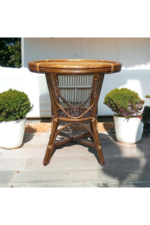 Bambu Yuvarlak Masa 70 cm (Camsız) - 2