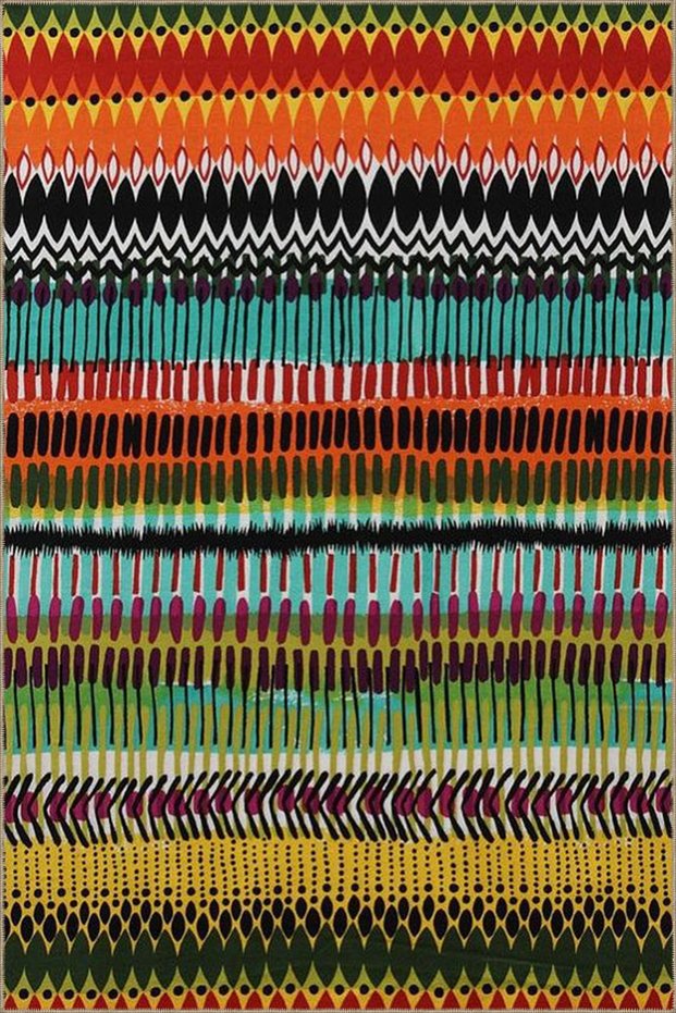 Mixed Color Line Patterned Woven Base Carpet 3791