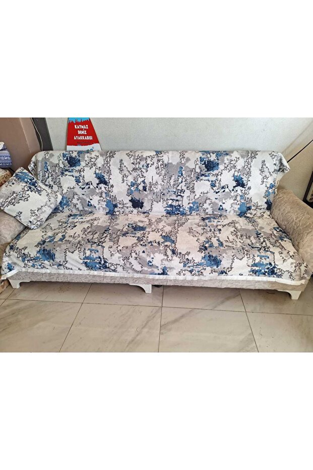 Non-Slip Base Verso Printed Sofa Bed and Sofa Cover with Fringes 150X200