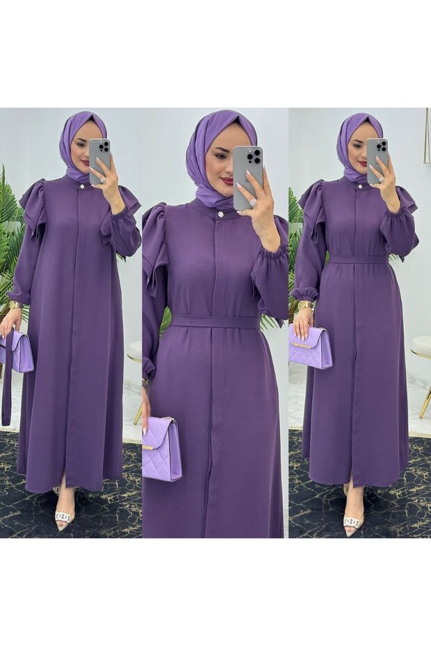 Dubai Crepe Sleeves Frilly Ferace