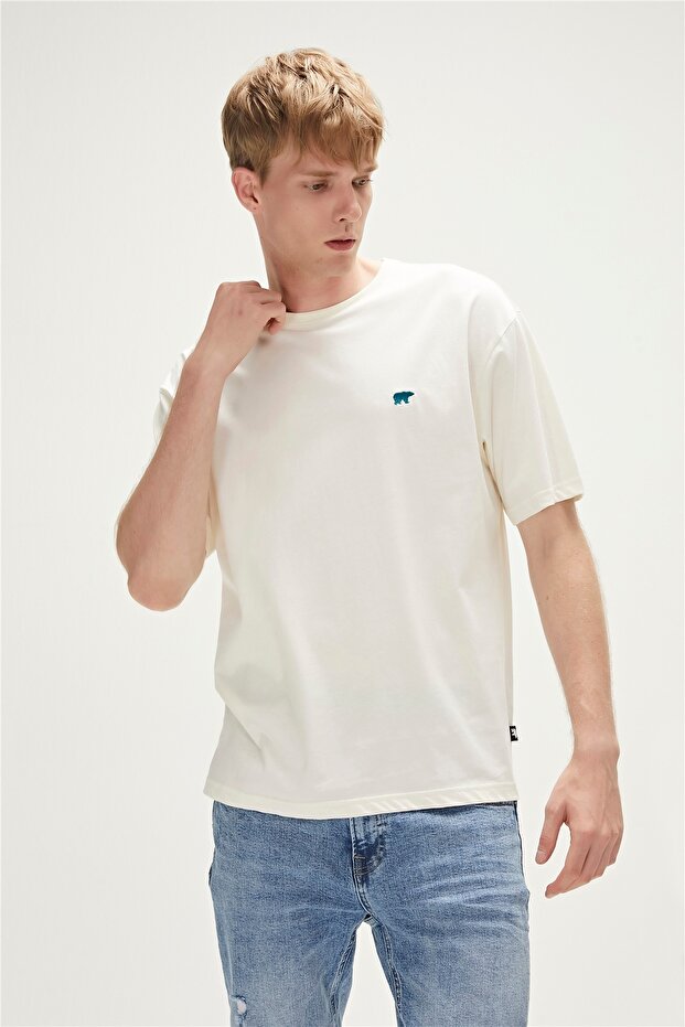 Break T-shırt Marshmallow Beyaz Oversize Basic Baskılı Tişört - 4