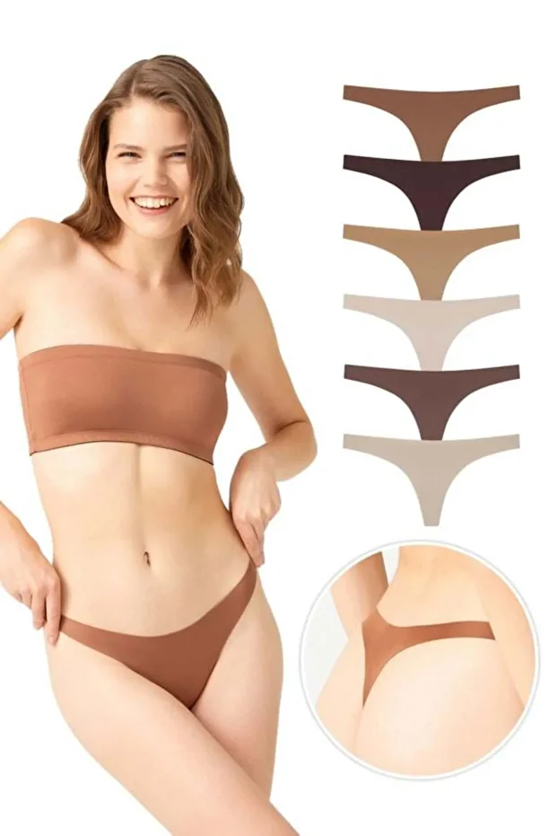 Lazer Kesim Kadın Tanga Külot 6'lı Paket - 2