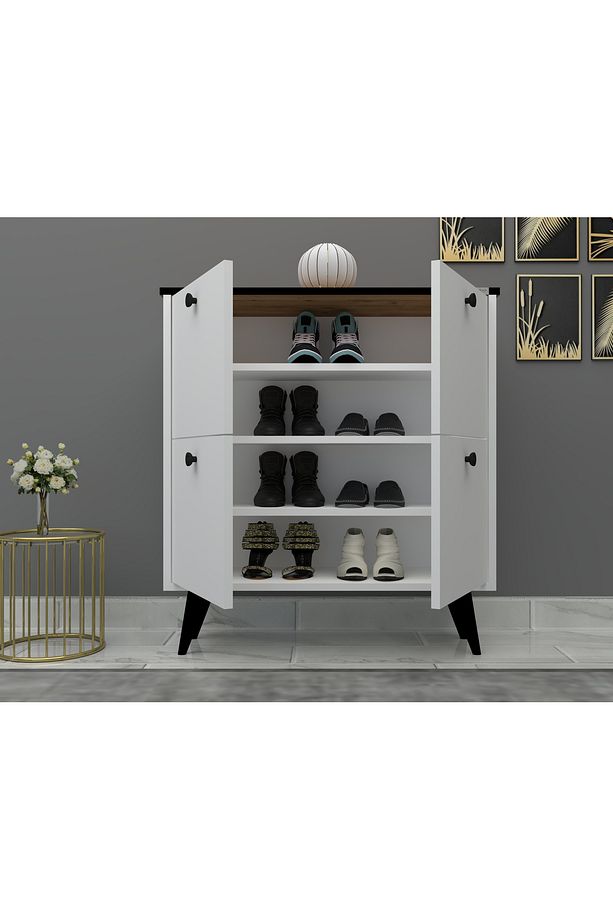 %100 Mdf Kup 4 Kapaklı Ayaklı Ayakkabılık (ÜSTÜ DESENLİ) - 3