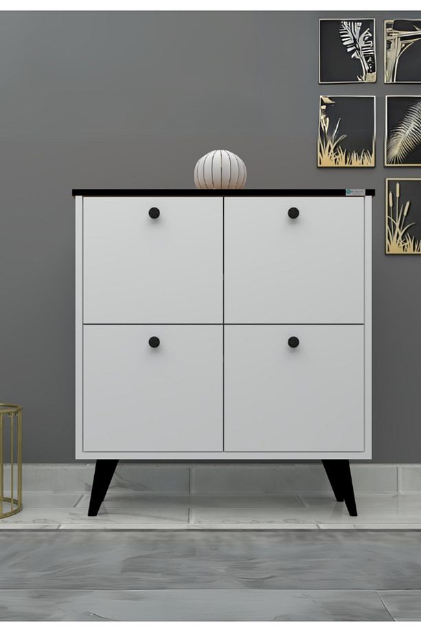 %100 Mdf Kup 4 Kapaklı Ayaklı Ayakkabılık (ÜSTÜ DESENLİ) - 4