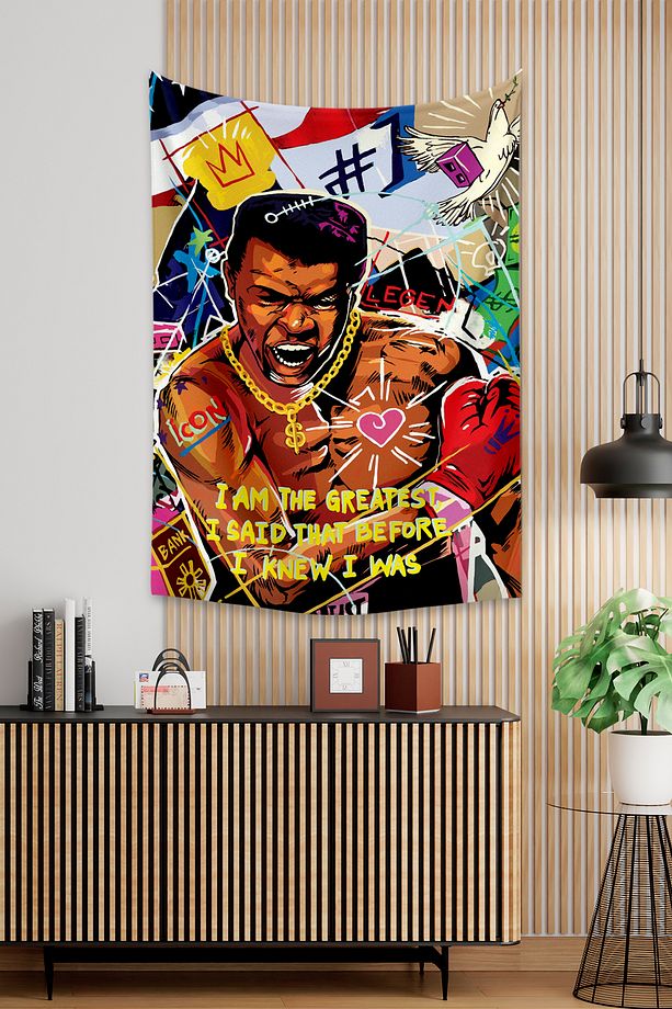 Pop Art Muhammed Ali Grafiti Duvar Örtüsü Halısı D309 - 1