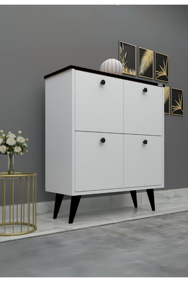 %100 Mdf Kup 4 Kapaklı Ayaklı Ayakkabılık (ÜSTÜ DESENLİ) - 2