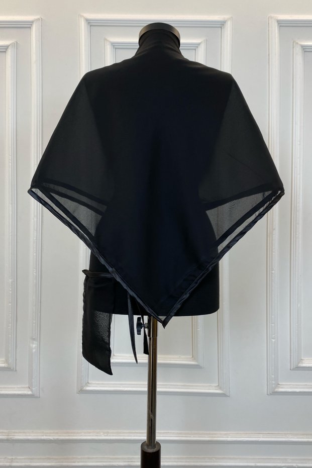 Black Chiffon Luxury Groom Shoulder Cover Shawl, Simple Model, Groomsmen Bridesmaid Henna Soldier Shawl Veil