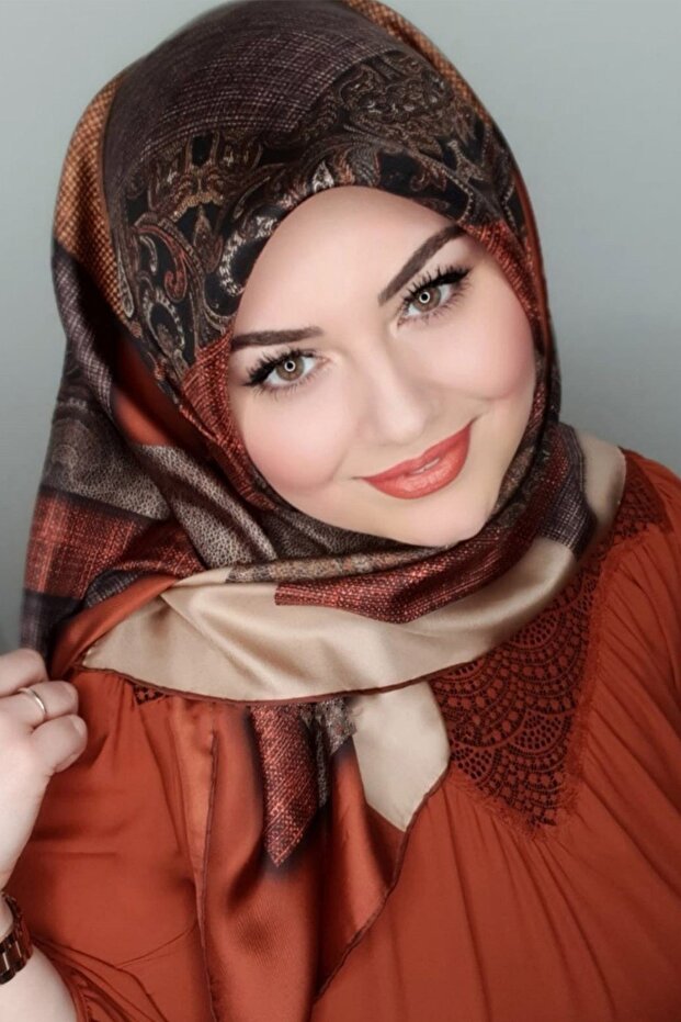 New Season Trend Polyester 90x90 Twill (TIVIL) Scarf Model Hijab Nağme Product