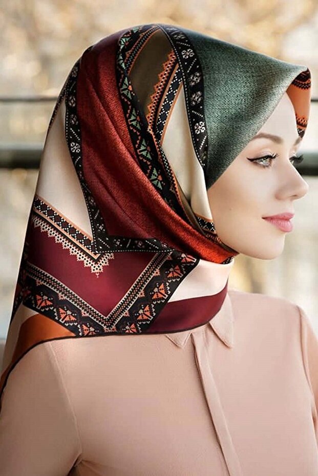 New Season Trend Polyester Twill (TİVİL) Scarf Model Hijab Nağme Ldt203-01