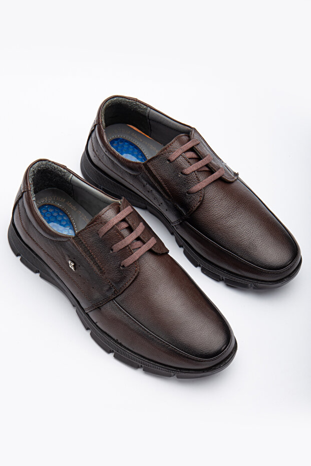 Black Lace-Up Inside and Outside Genuine Leather Casual Soft Men's Shoes Comfortable Lace-Up Leather Dad Shoes Wr8