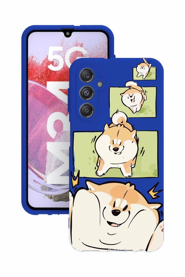 Blue Color Silicone Case with Print and Camera Protection for Samsung Galaxy M34