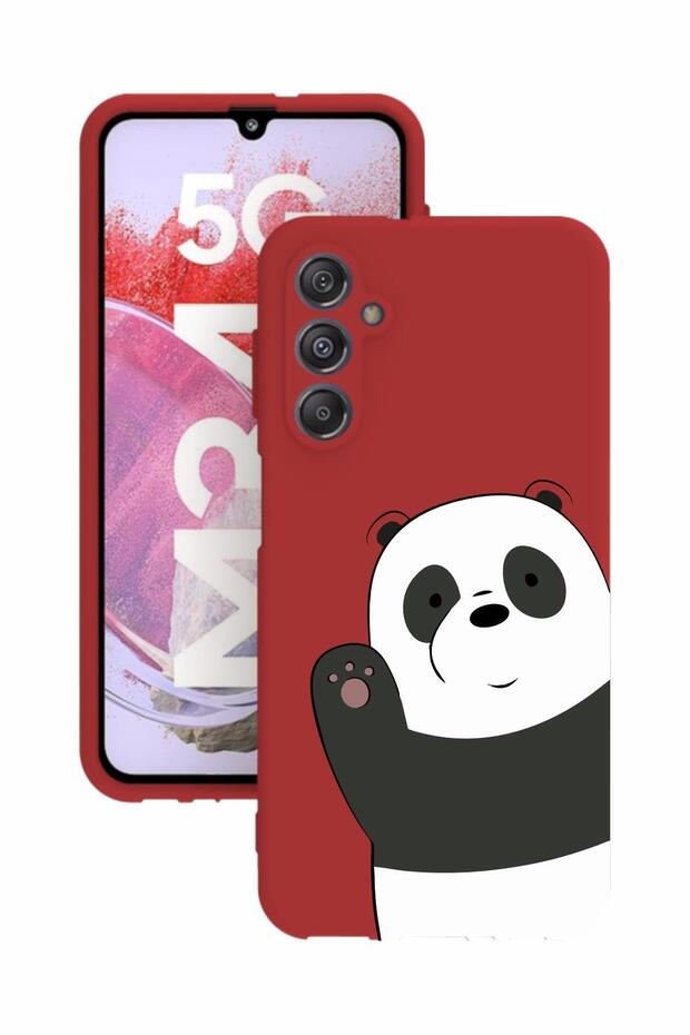 Samsung Galaxy M34 Printed and Camera Protected Red Color Silicone Case