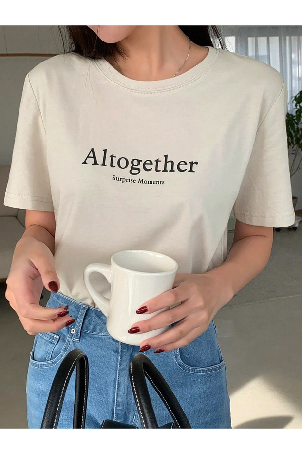 Women's Beige Altogether Oversize T-Shirt