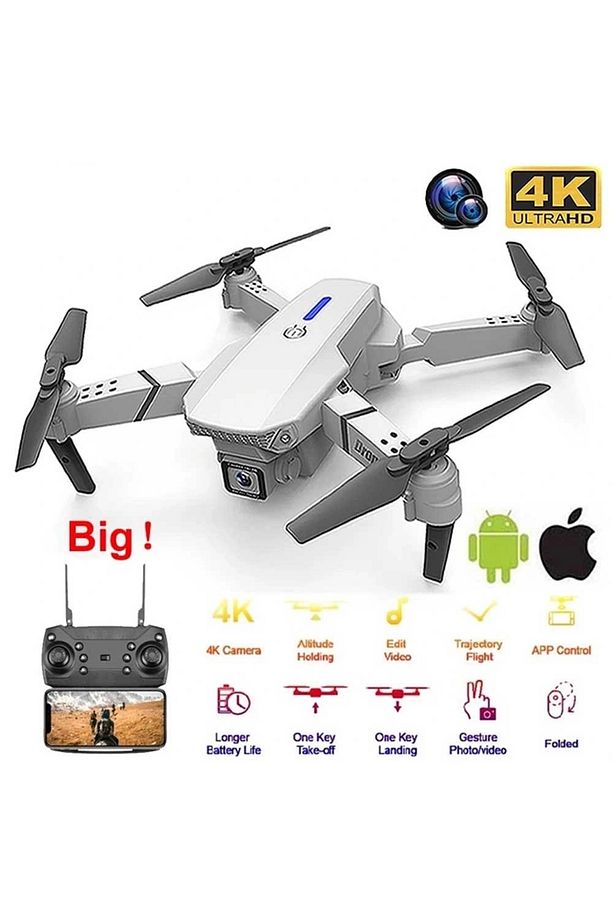 Çift Kameralı Drone Led Işıklı Wifi App Ve Uzaktan Kumanda Kontrollü Quadcopter Katlanabilir Şarjlı - 1