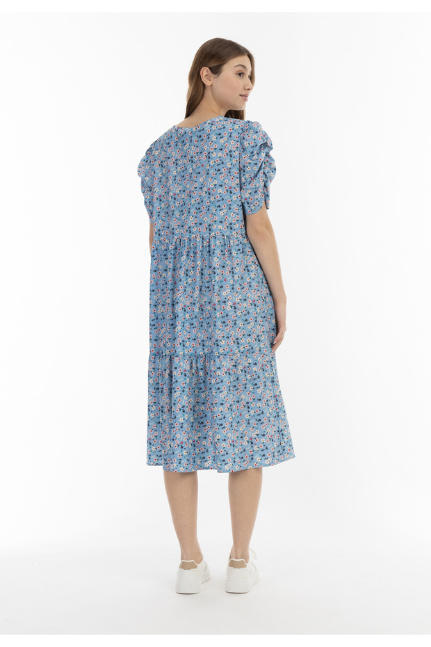 Midi Kurzarmkleid - 2