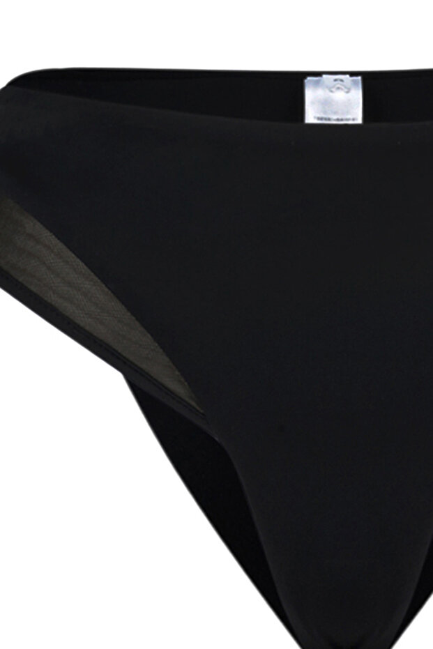 Siyah Mesh Detaylı Yüksek Bel Regular Bikini Altı TBESS24BA00143 - 9