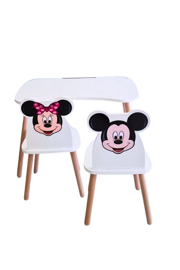Çocuk Aktivite 1 Masa 2 Sandalye Takımı 4-12 Yaş Mickey Mouse Ve Minnie Mouse - 3