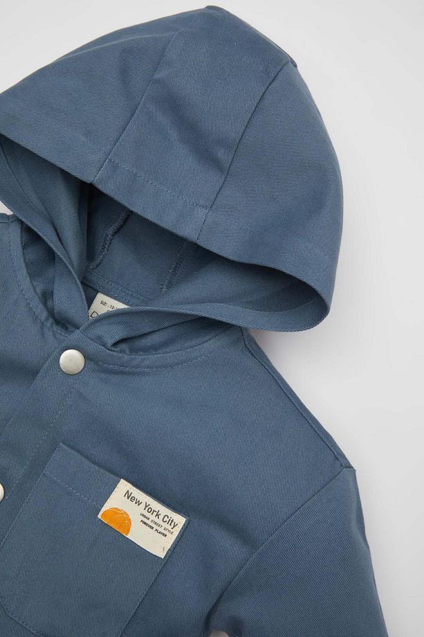 Erkek Bebek Gabardin Uzun Kollu Kapüşonlu Gömlek C2316A524SP - 2
