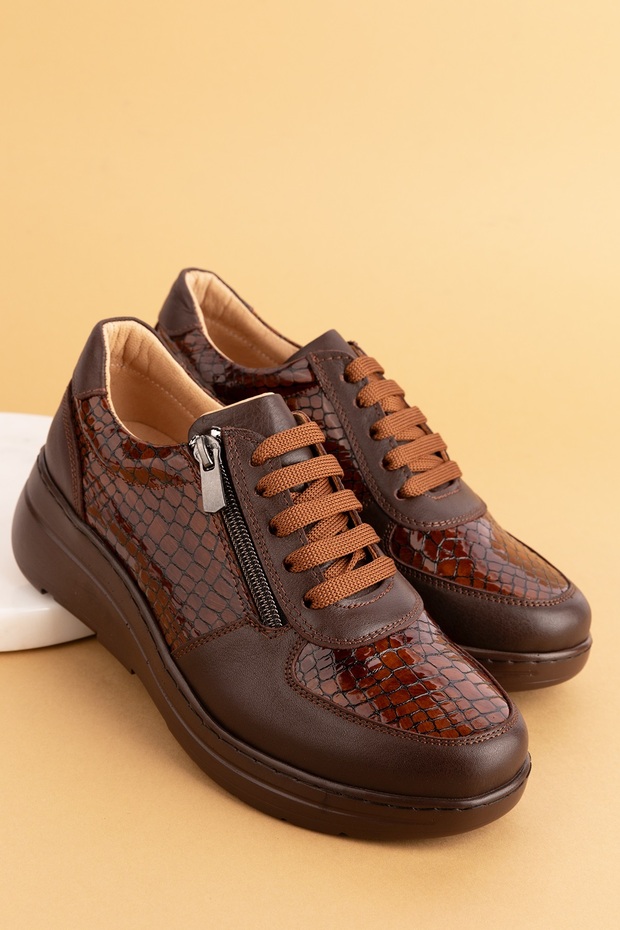 Genuine Leather Anatomical Sole Comfortable Zippered Shoes ndr.3802