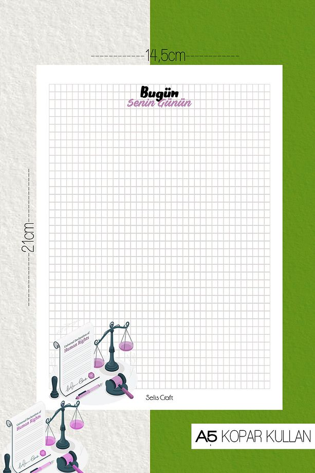 Avukat Temalı Kareli Notepad 01 Günlük Planlayıcı, Defter, To Do List, Not Defteri, Ajanda - 1