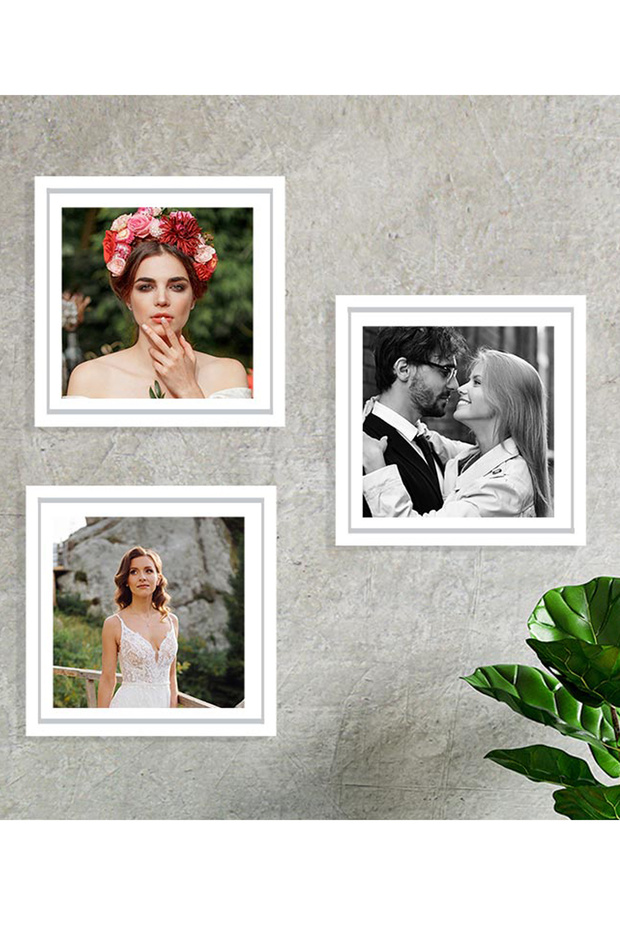 20x20 Cm White Square Frame - 3 Pieces